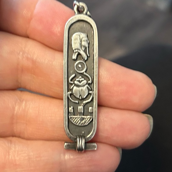 Sterling Silver Egyptian Hieroglyphics Cartouche Tag 2.2 in Length Pendant Only - Picture 5 of 10